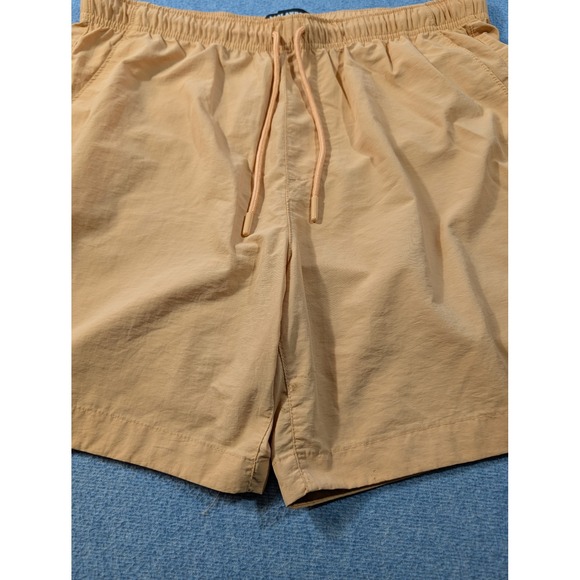 Playboy by PacSun Mens Nylon Shorts Peach Tan Bunny Logo Size L 6 Inch Inseam - Picture 2 of 9
